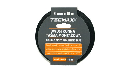 TECMAXX - Dwustronna taśma montażowa PE czarna -40°C do +120°C / 6mm x 10m - Sklep detailingowy Automotive Care